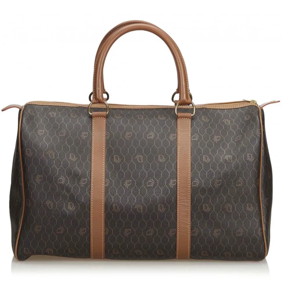 Dior Vintage - Honeycomb Leather Travel Bag - Black Brown - Leather Handbag - Luxury High Quality - Avvenice