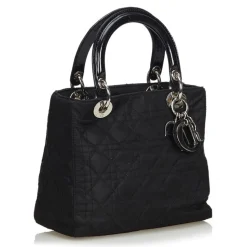 Dior Vintage - Lady Dior Nylon Cannage Handbag Bag - Black - Leather and Canvas Handbag - Luxury High Quality - Avvenice
