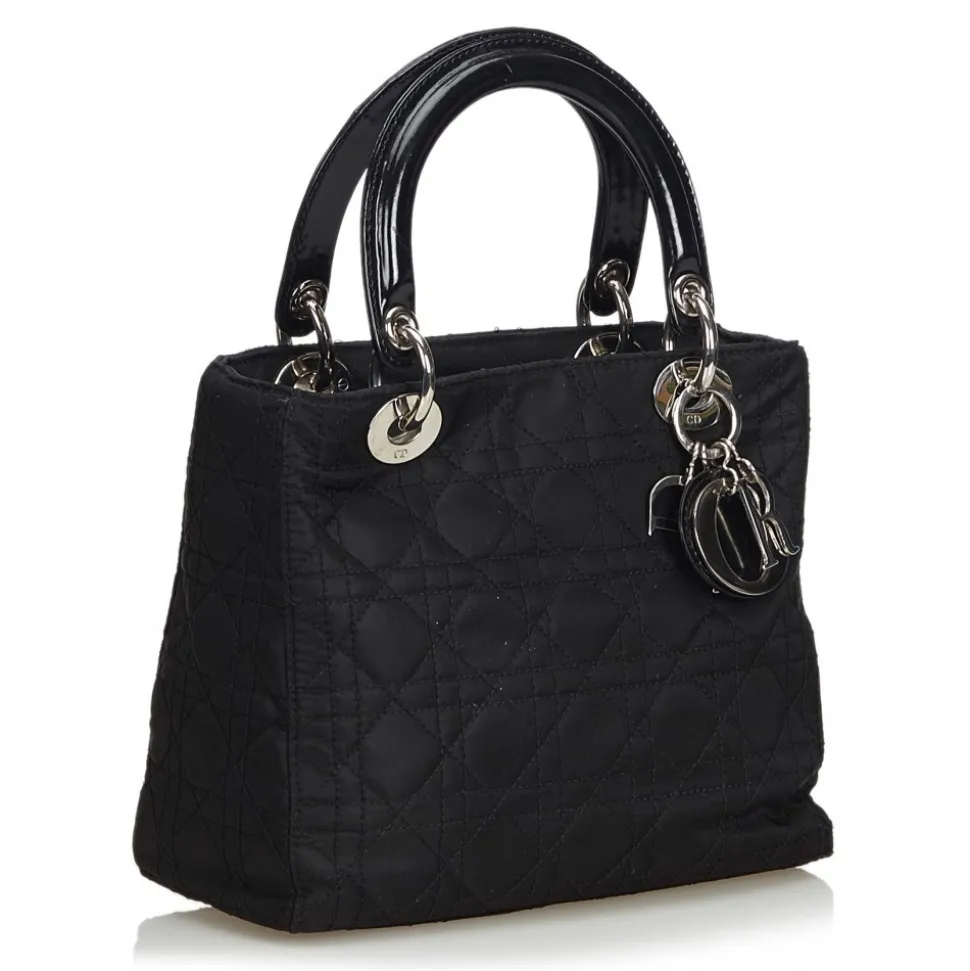 Dior Vintage - Lady Dior Nylon Cannage Handbag Bag - Black - Leather and Canvas Handbag - Luxury High Quality - Avvenice