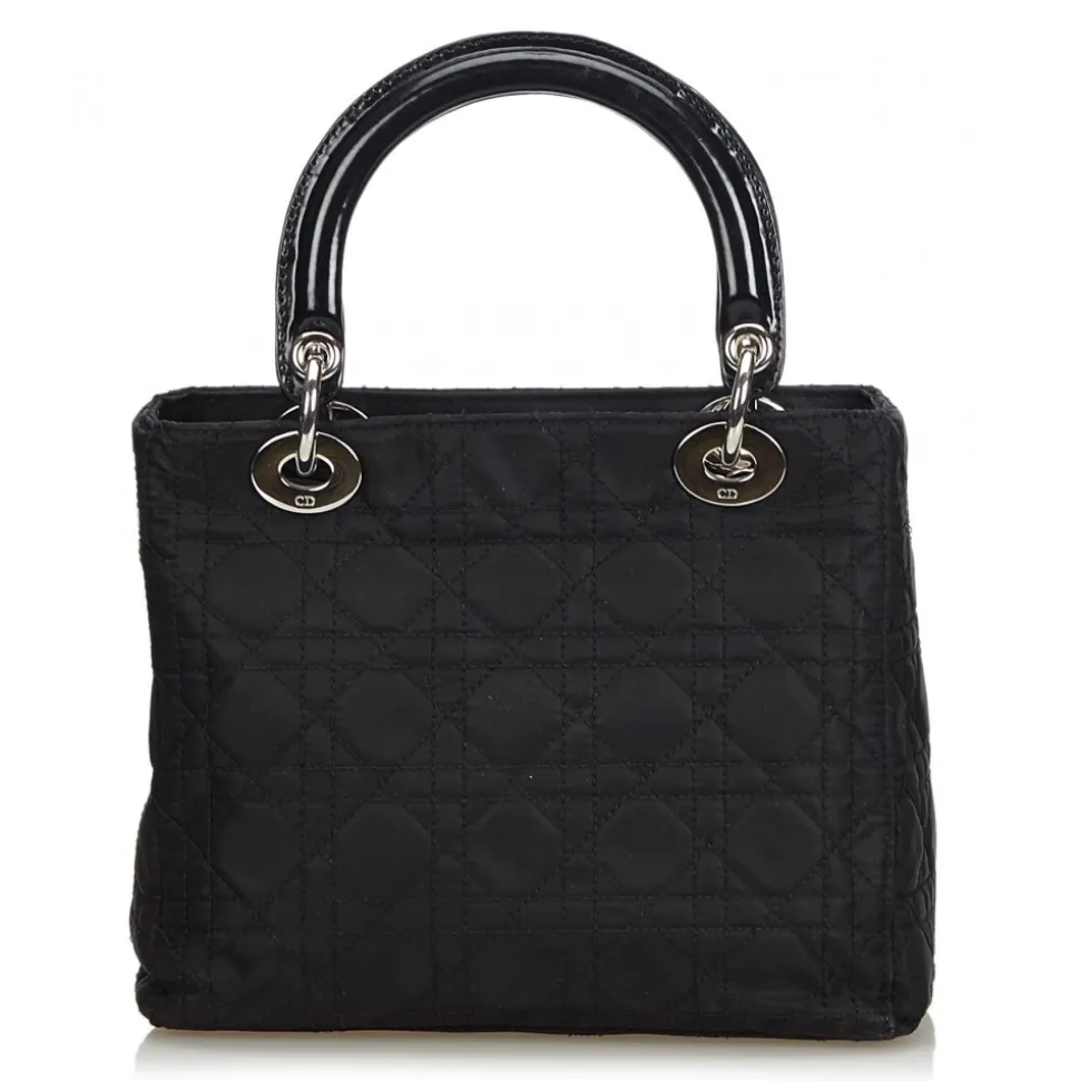 Dior Vintage - Lady Dior Nylon Cannage Handbag Bag - Black - Leather and Canvas Handbag - Luxury High Quality - Avvenice