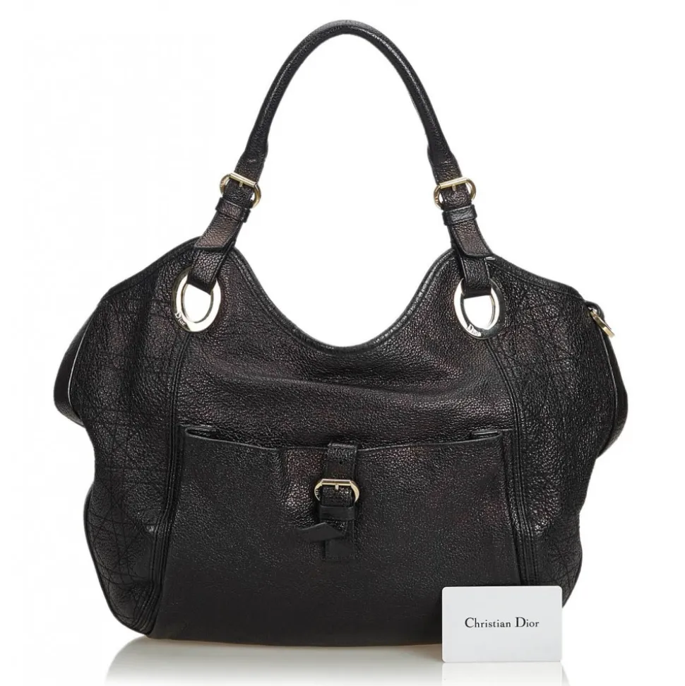 Dior Vintage - Leather Hobo Bag - Black - Leather Handbag - Luxury High Quality - Avvenice