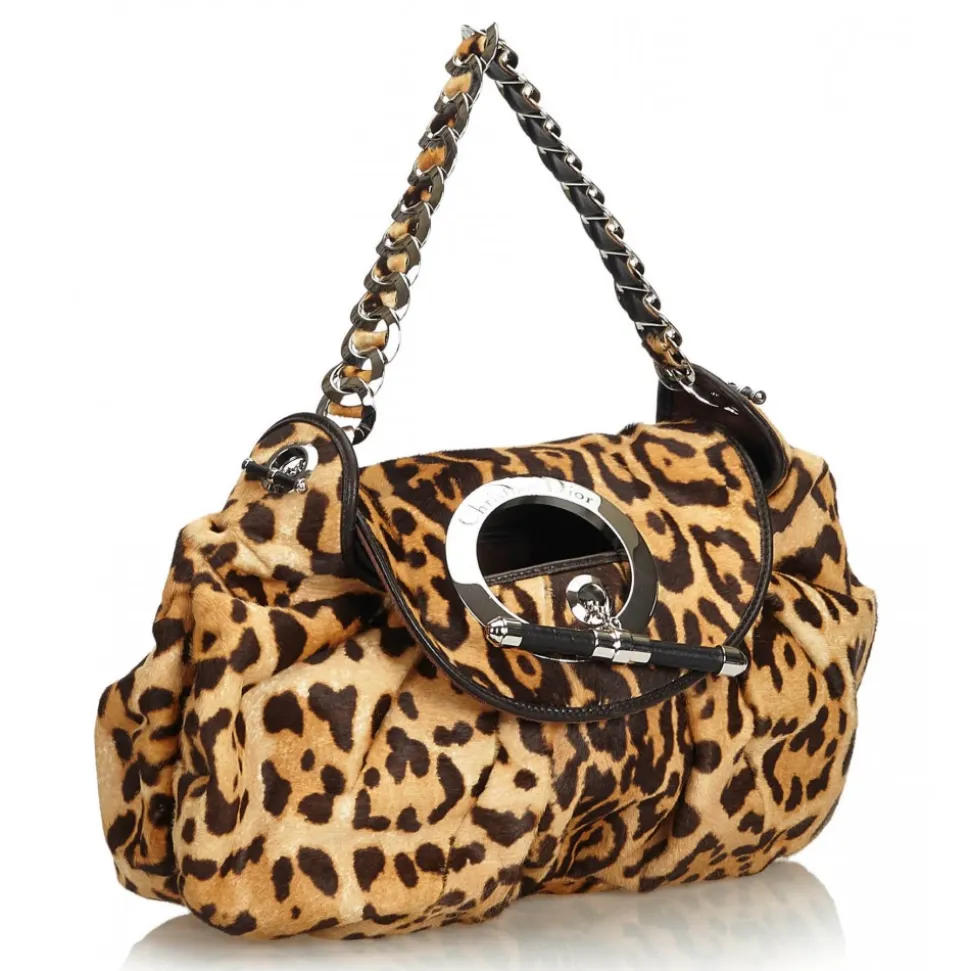 Dior Vintage - Leopard Print Pony Hair Shoulder Bag - Brown Beige - Leather Handbag - Luxury High Quality - Avvenice
