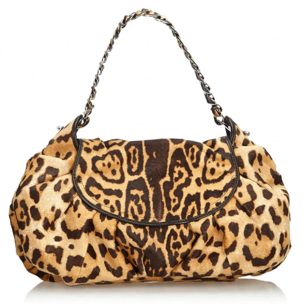 Dior Vintage - Leopard Print Pony Hair Shoulder Bag - Brown Beige - Leather Handbag - Luxury High Quality - Avvenice