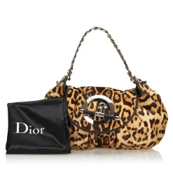Dior Vintage - Leopard Print Pony Hair Shoulder Bag - Brown Beige - Leather Handbag - Luxury High Quality - Avvenice