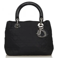 Dior Vintage - Nylon 2 Way Lady Dior Bag - Black - Leather and Canvas Handbag - Luxury High Quality - Avvenice