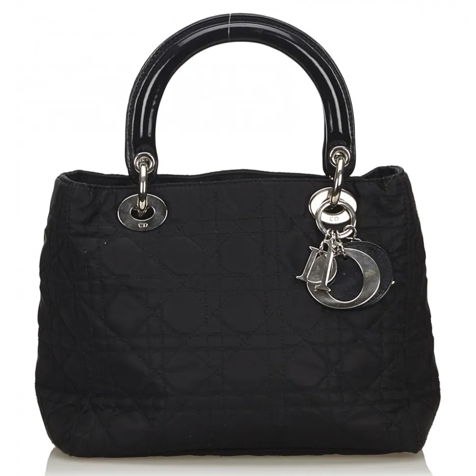 Dior Vintage - Nylon 2 Way Lady Dior Bag - Black - Leather and Canvas Handbag - Luxury High Quality - Avvenice