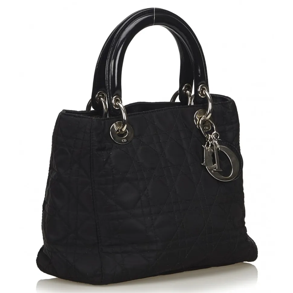 Dior Vintage - Nylon 2 Way Lady Dior Bag - Black - Leather and Canvas Handbag - Luxury High Quality - Avvenice
