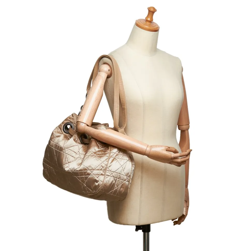 Dior Vintage - Nylon Cannage Bucket Bag - Brown Beige - Leather and Canvas Handbag - Luxury High Quality - Avvenice