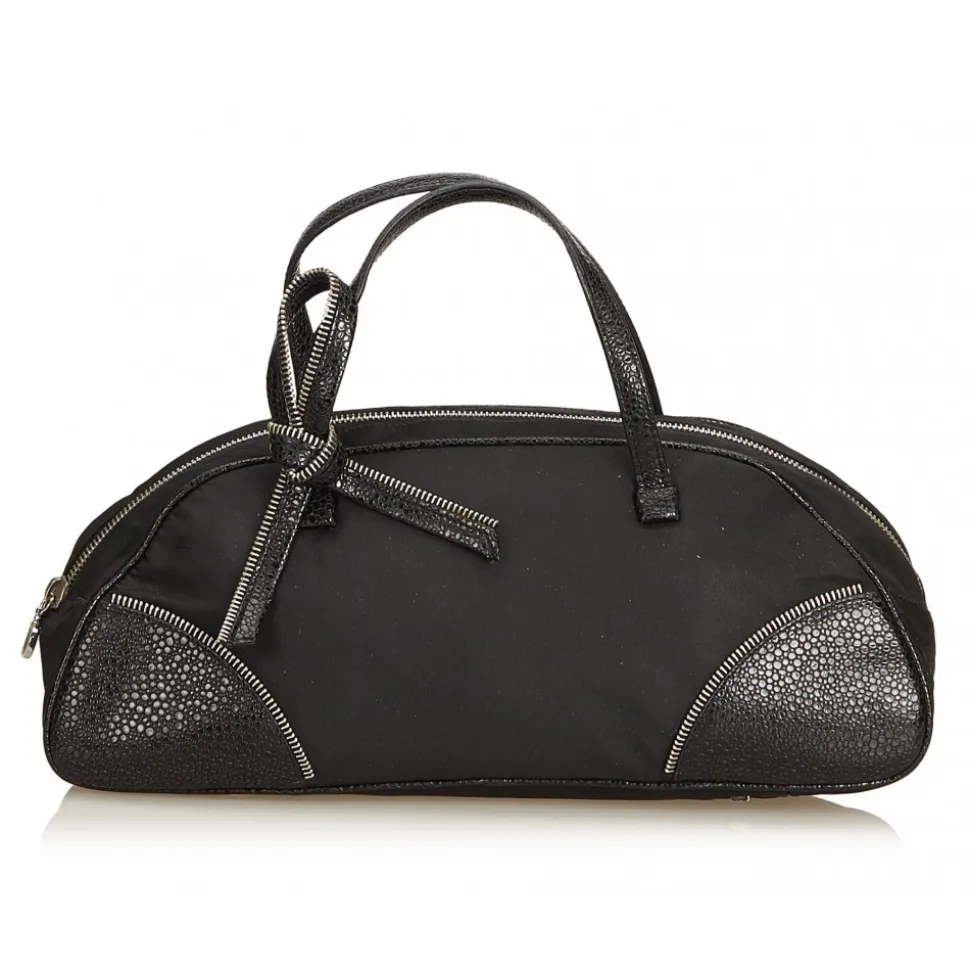 Dior Vintage - Nylon Handbag Bag - Black - Leather and Canvas Handbag - Luxury High Quality - Avvenice