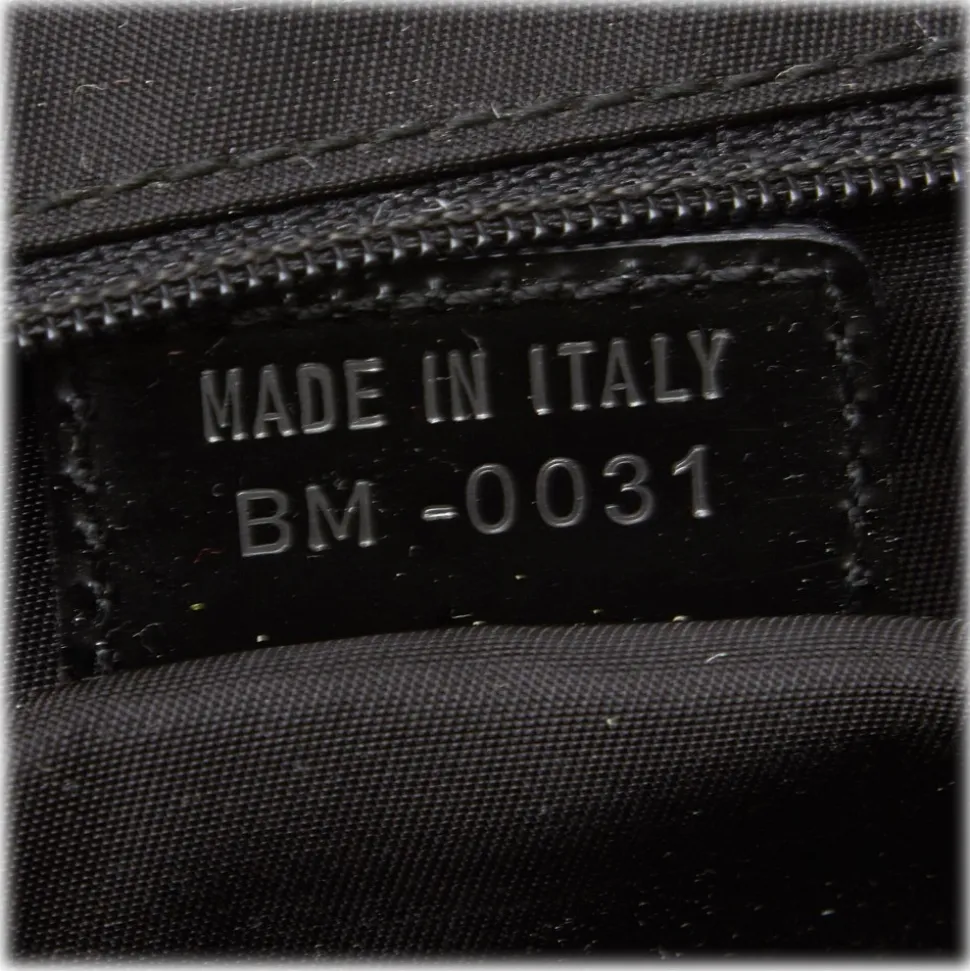 Dior Vintage - Nylon Handbag Bag - Black - Leather and Canvas Handbag - Luxury High Quality - Avvenice