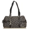 Dior Vintage - Oblique Canvas Boston Bag - Black Grey - Leather and Canvas Handbag - Luxury High Quality - Avvenice