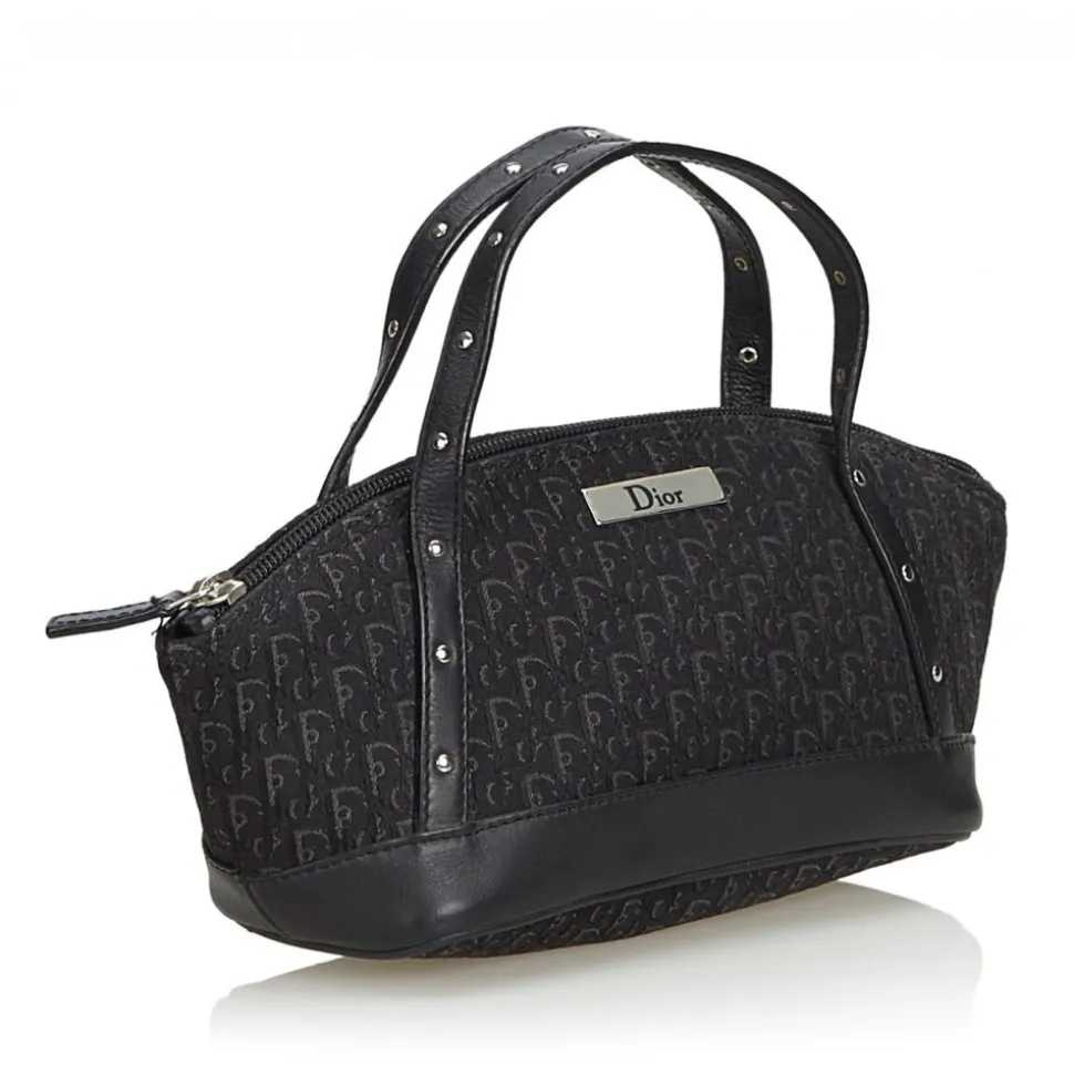 Dior Vintage - Oblique Canvas Handbag Bag - Black - Leather and Canvas Handbag - Luxury High Quality - Avvenice
