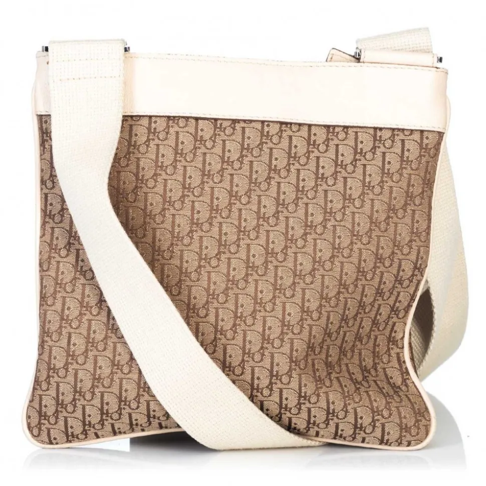 Dior Vintage - Oblique Jacquard Crossbody Bag - Brown Beige - Leather and Canvas Handbag - Luxury High Quality - Avvenice