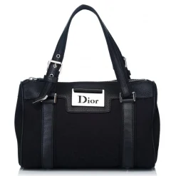 Dior Vintage - Oblique Jacquard Boston Bag - Black - Leather and Canvas Handbag - Luxury High Quality - Avvenice