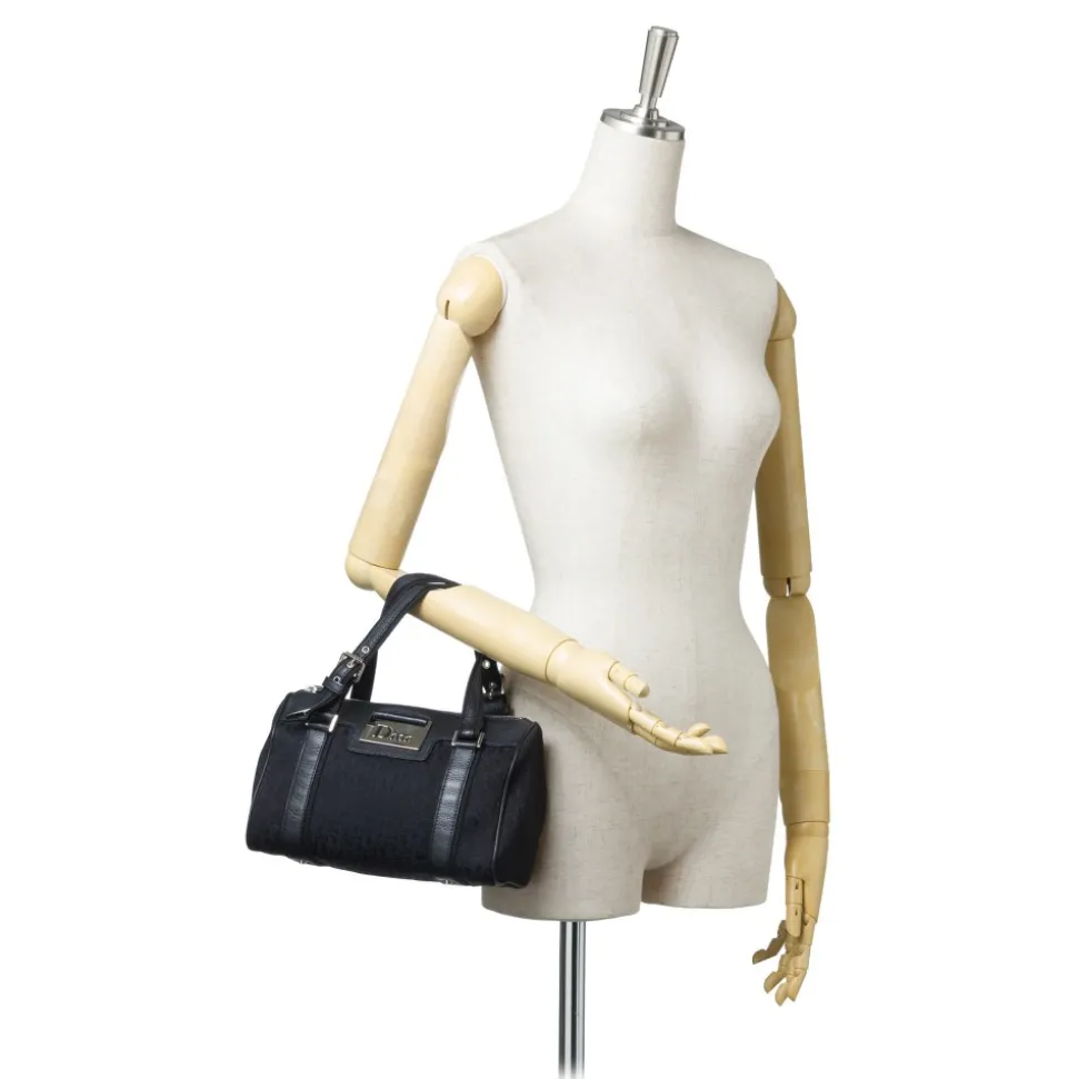 Dior Vintage - Oblique Jacquard Boston Bag - Black - Leather and Canvas Handbag - Luxury High Quality - Avvenice