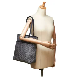 Dior Vintage - Oblique Jacquard Tote Bag - Blue Navy - Leather and Canvas Handbag - Luxury High Quality - Avvenice