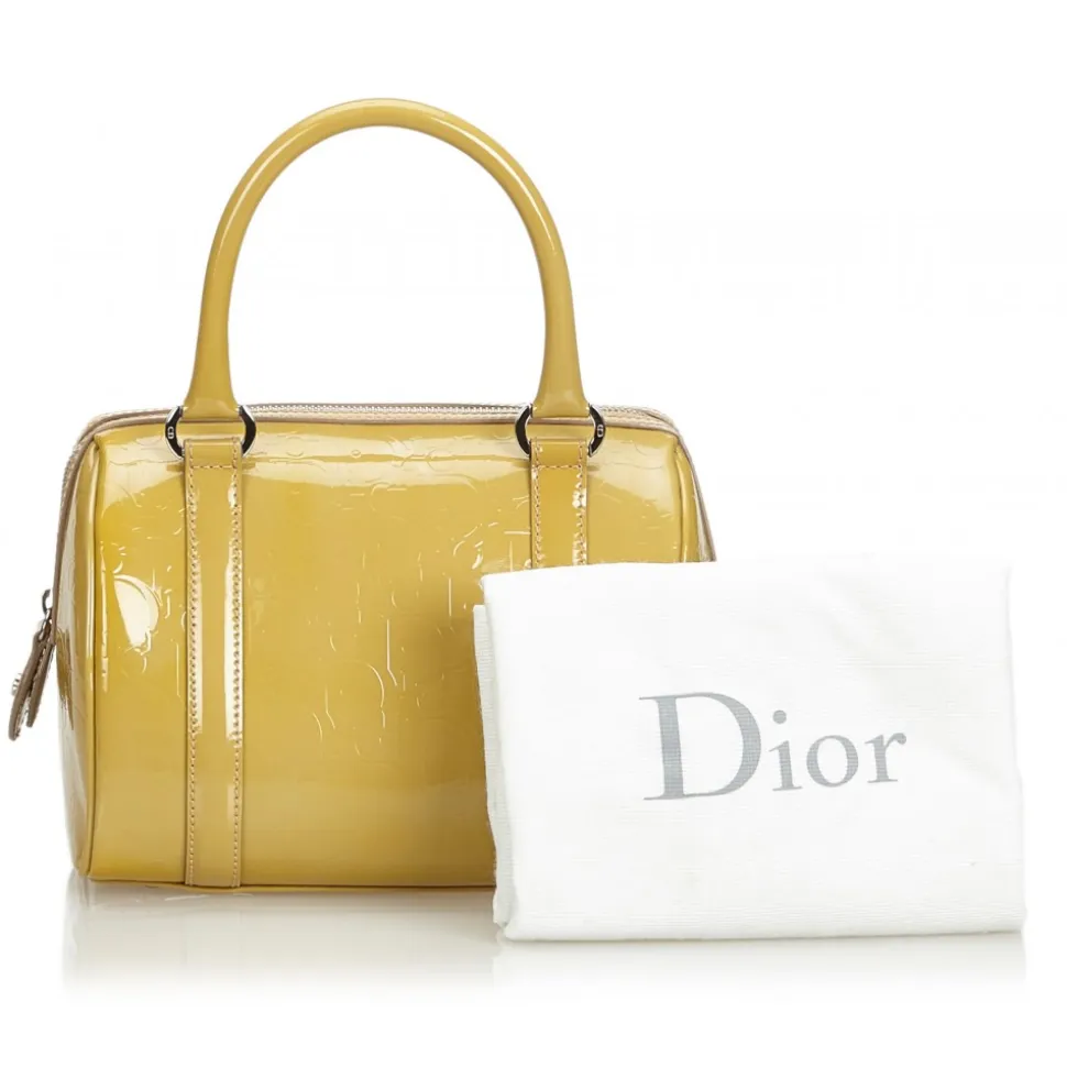 Dior Vintage - Oblique Patent Leather Boston Bag - Brown Beige - Leather Handbag - Luxury High Quality - Avvenice