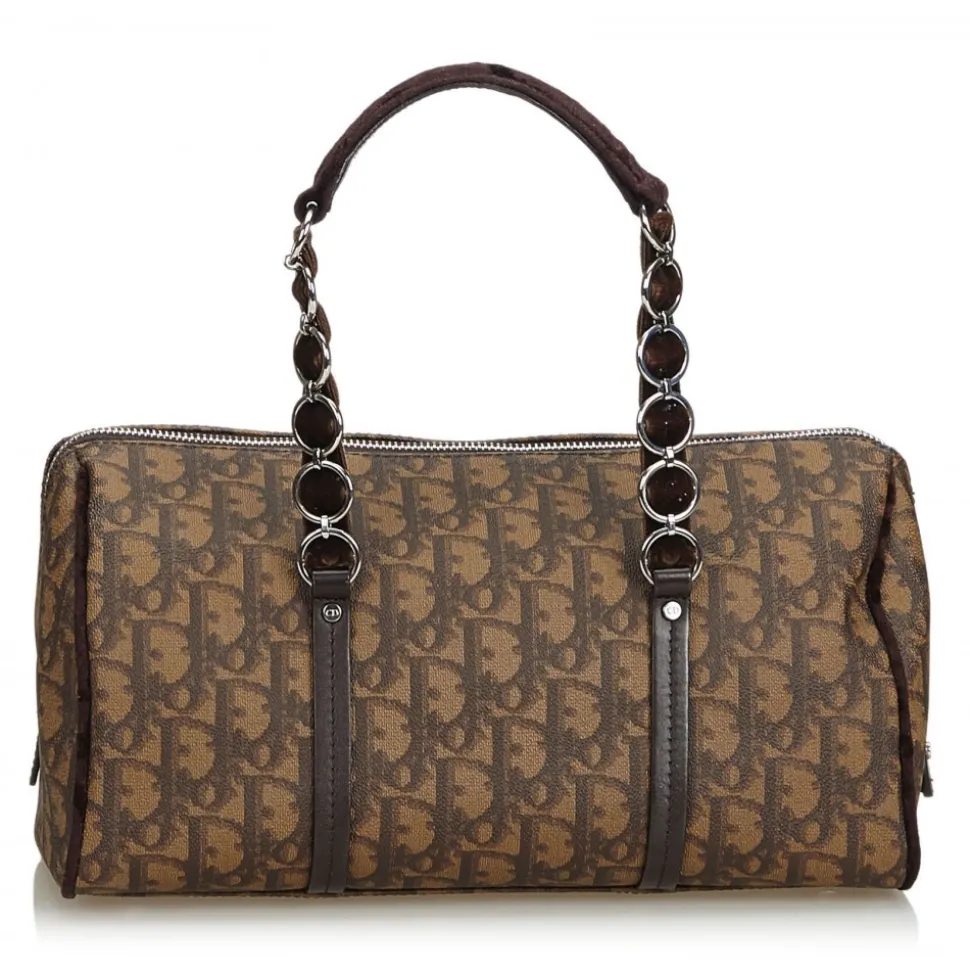 Dior Vintage - Oblique Romantique Handbag Bag - Brown - Leather Handbag - Luxury High Quality - Avvenice