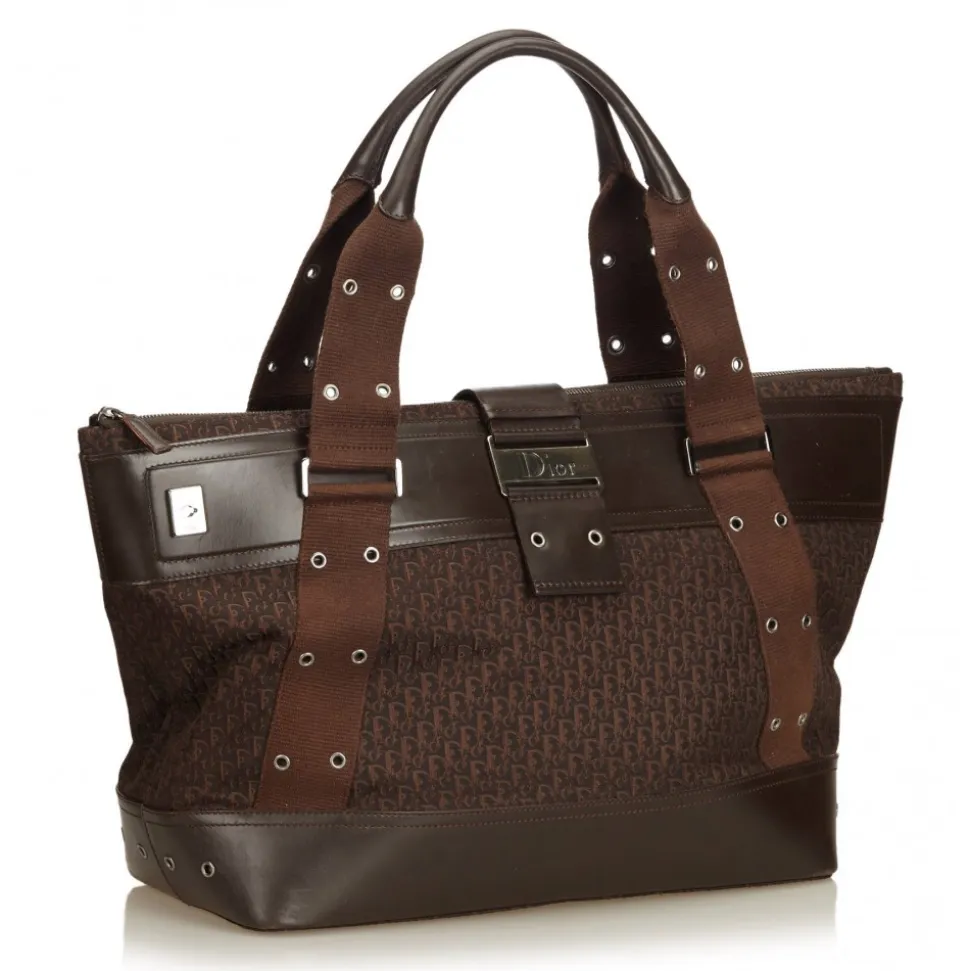 Dior Vintage - Oblique Shoulder Bag - Brown - Leather and Canvas Handbag - Luxury High Quality - Avvenice