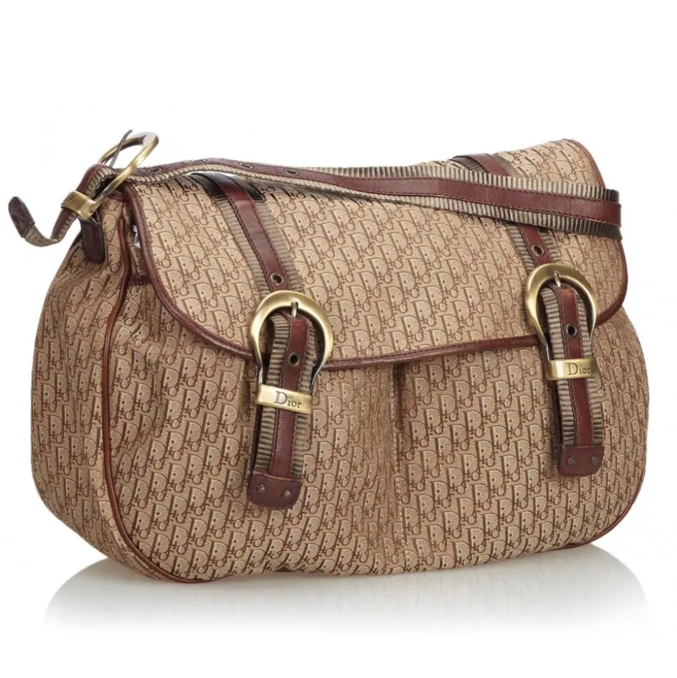 Dior Vintage - Oblique Shoulder Bag - Brown Beige - Leather Handbag - Luxury High Quality - Avvenice
