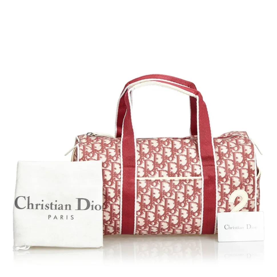 Dior Vintage - Oblique Trotter Boston Bag - Red White - Leather Handbag - Luxury High Quality - Avvenice