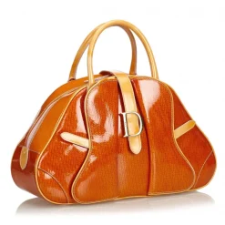 Dior Vintage - Patent Leather Saddle Dome Handbag Bag - Orange - Leather Handbag - Luxury High Quality - Avvenice