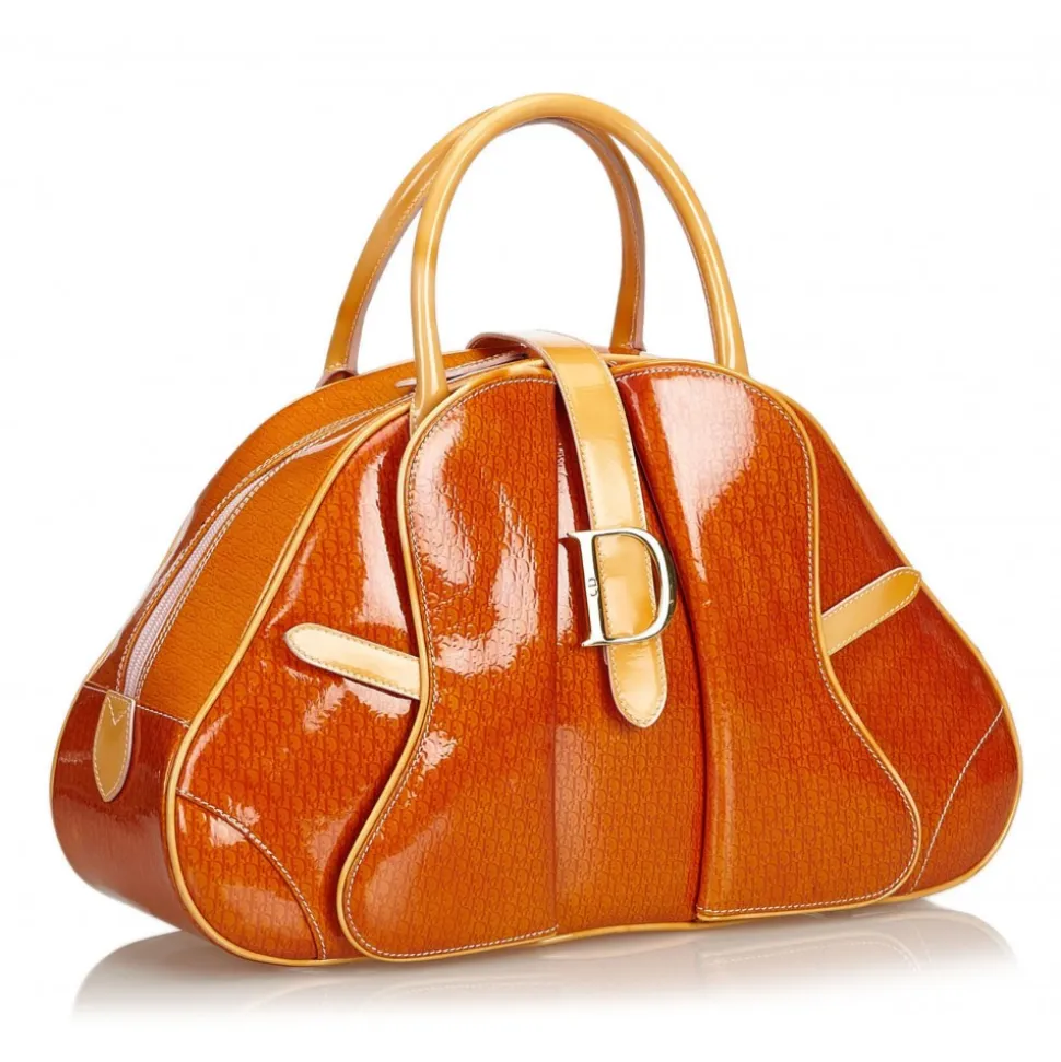 Dior Vintage - Patent Leather Saddle Dome Handbag Bag - Orange - Leather Handbag - Luxury High Quality - Avvenice