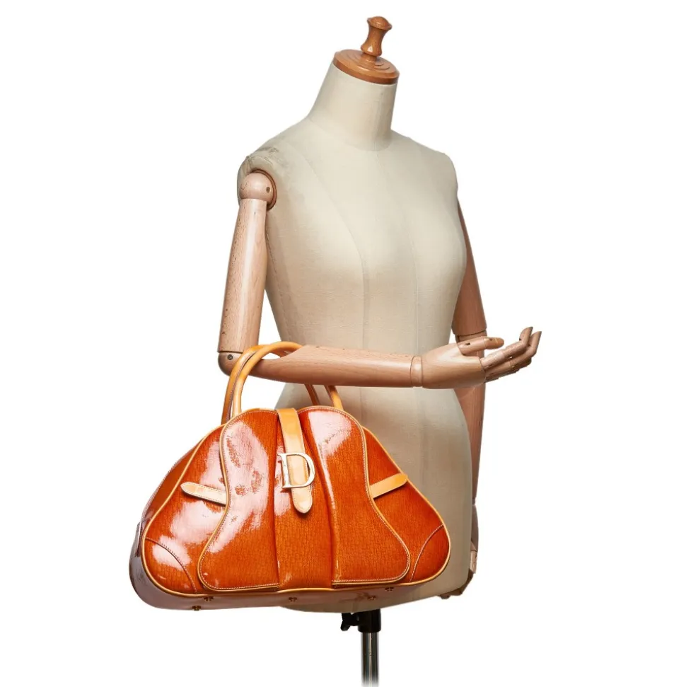 Dior Vintage - Patent Leather Saddle Dome Handbag Bag - Orange - Leather Handbag - Luxury High Quality - Avvenice