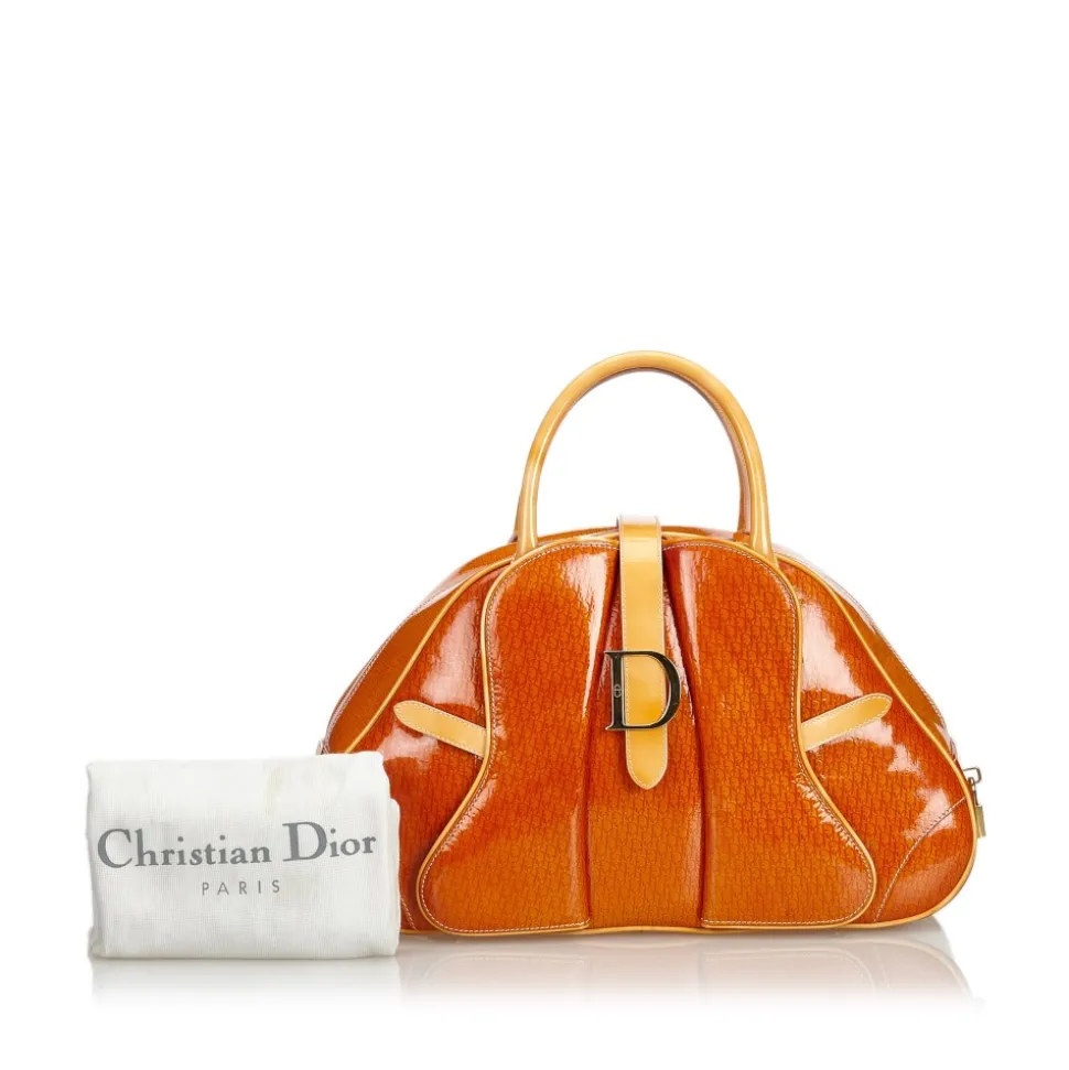 Dior Vintage - Patent Leather Saddle Dome Handbag Bag - Orange - Leather Handbag - Luxury High Quality - Avvenice