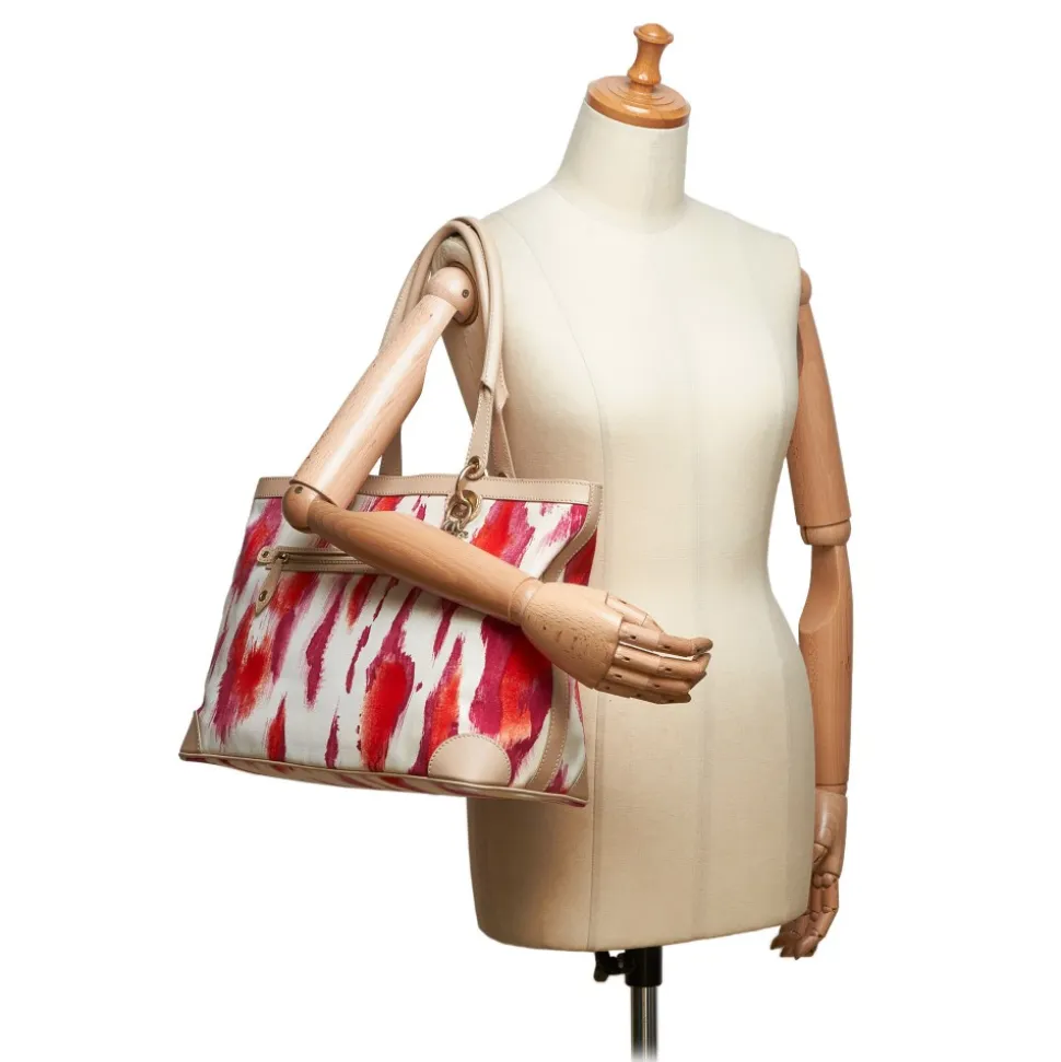 Dior Vintage - Printed Canvas Shoulder Bag - Pink White Ivory - Leather and Canvas Handbag - Luxury High Quality - Avvenice