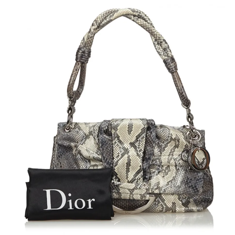 Dior Vintage - Python Demi Lune Bag - Grey - Leather Handbag - Luxury High Quality - Avvenice