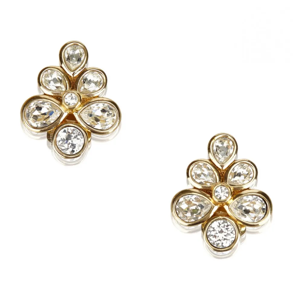 Dior Vintage - Rhinestone Flower Earrings - Gold - Dior Metal Earrings - Luxury High Quality - Avvenice