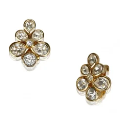 Dior Vintage - Rhinestone Flower Earrings - Gold - Dior Metal Earrings - Luxury High Quality - Avvenice