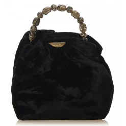Dior Vintage - Velour Malice Handbag Bag - Black - Velour and Leather Handbag - Luxury High Quality - Avvenice