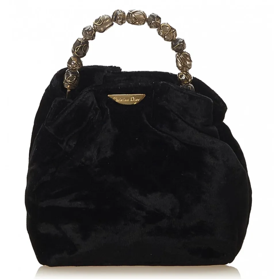 Dior Vintage - Velour Malice Handbag Bag - Black - Velour and Leather Handbag - Luxury High Quality - Avvenice