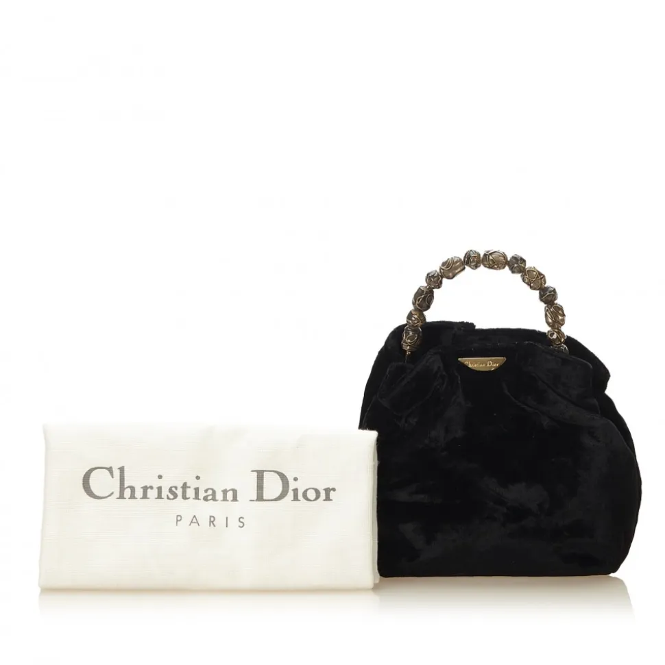 Dior Vintage - Velour Malice Handbag Bag - Black - Velour and Leather Handbag - Luxury High Quality - Avvenice