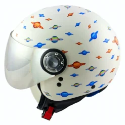 Divo Diva - Planets Shiny White - Special Edition - Osbe Italy - Motorcycle Helmet - High Quality - Made in Italy - Avvenice