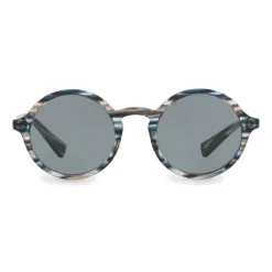 Dolce & Gabbana - Acetate Round Sunglasses with Key Bridge - Blue and Gray Striped - Dolce & Gabbana Eyewear - Avvenice