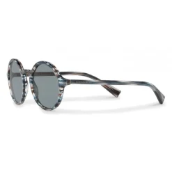 Dolce & Gabbana - Acetate Round Sunglasses with Key Bridge - Blue and Gray Striped - Dolce & Gabbana Eyewear - Avvenice