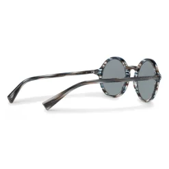 Dolce & Gabbana - Acetate Round Sunglasses with Key Bridge - Blue and Gray Striped - Dolce & Gabbana Eyewear - Avvenice