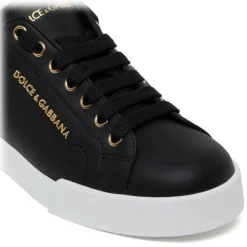 Dolce & Gabbana - Black and Gold Portofino Sneakers - Dolce & Gabbana Exclusive Luxury Collection - Avvenice
