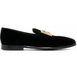 Dolce & Gabbana - Black Velvet Slippers - Dolce & Gabbana Exclusive Luxury Collection - Avvenice