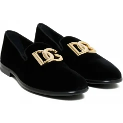 Dolce & Gabbana - Black Velvet Slippers - Dolce & Gabbana Exclusive Luxury Collection - Avvenice