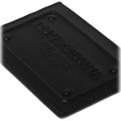 Dolce & Gabbana - Black Calf Leather Logo Plaque Cardholder - Dolce & Gabbana Exclusive Luxury Collection - Avvenice