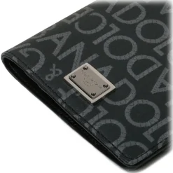Dolce & Gabbana - Black Calf Leather Jacquard Logo Cardholder - Dolce & Gabbana Exclusive Luxury Collection - Avvenice