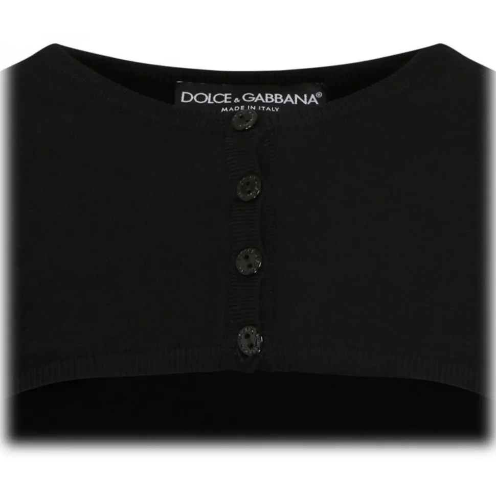 Dolce & Gabbana - Black Stretch Design Cropped Cardigan - Dolce & Gabbana Exclusive Luxury Collection - Avvenice