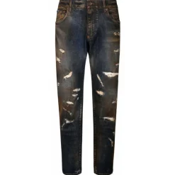 Dolce & Gabbana - Black Cotton Bleached Effect Jeans - Dolce & Gabbana Exclusive Luxury Collection - Avvenice