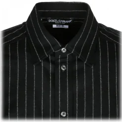 Dolce & Gabbana - Black Virgin Wool Striped Shirt - Dolce & Gabbana Exclusive Luxury Collection - Avvenice