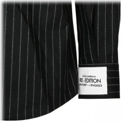 Dolce & Gabbana - Black Virgin Wool Striped Shirt - Dolce & Gabbana Exclusive Luxury Collection - Avvenice