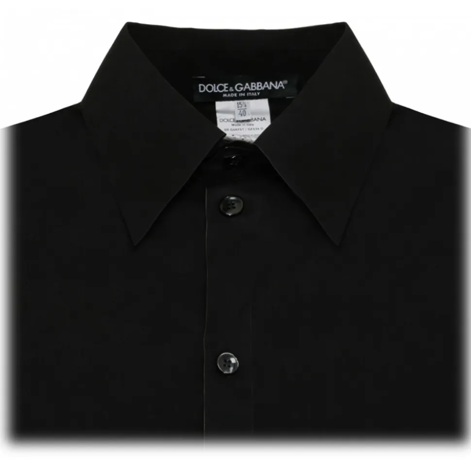 Dolce & Gabbana - Black Cotton Martini Shirt - Dolce & Gabbana Exclusive Luxury Collection - Avvenice